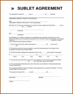Free Sublet Agreement Form