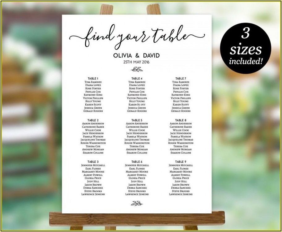 Free Wedding Reception Seating Chart Poster Template