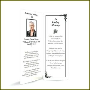 Funeral Prayer Card Template For Word Free