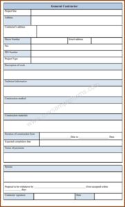 General Contractor Forms Templates