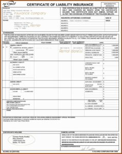 General Liability Insurance Acord Form