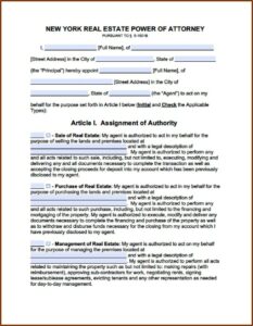 General Power Of Attorney Form Ny Pdf