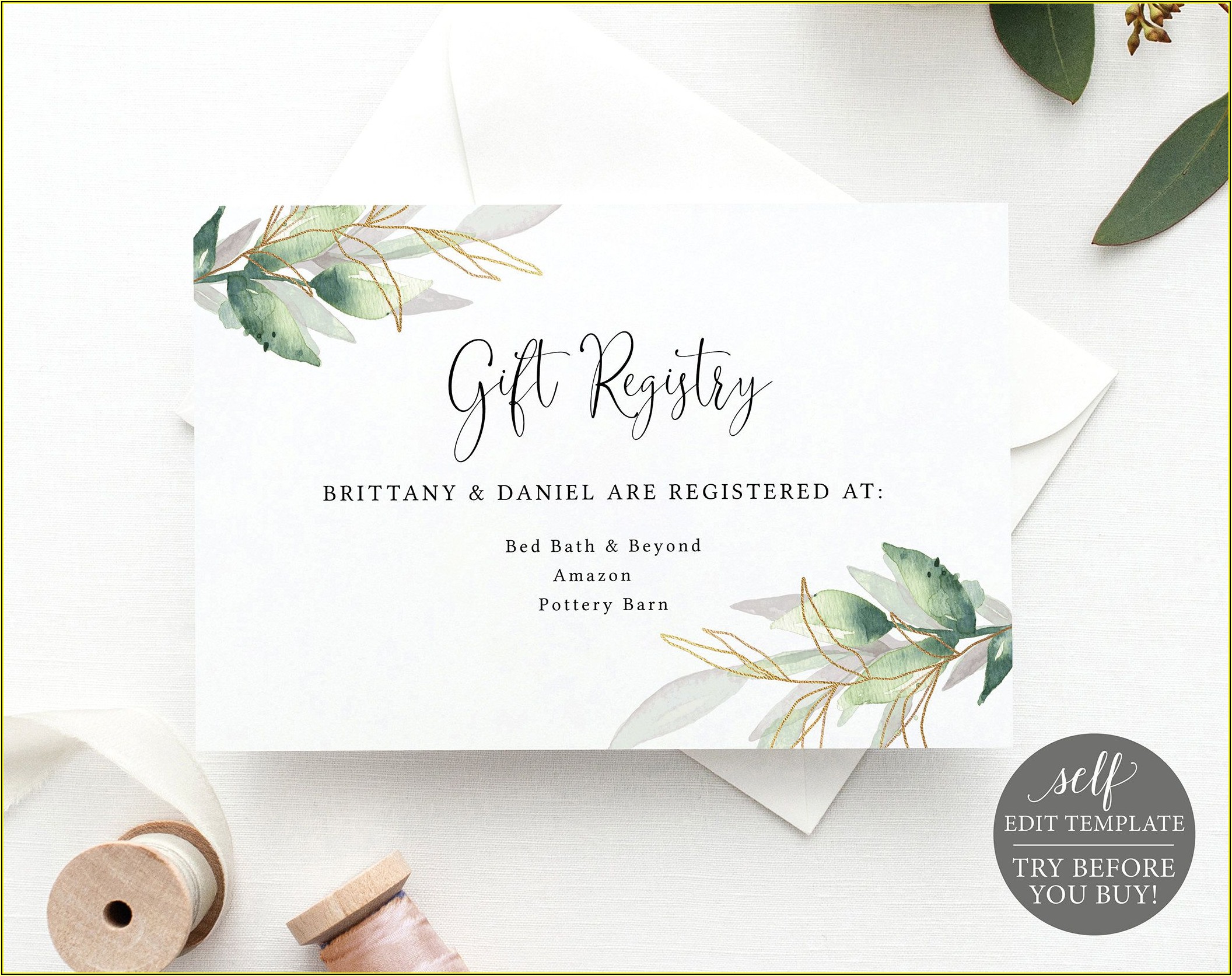 Gift Registry Card Template Free