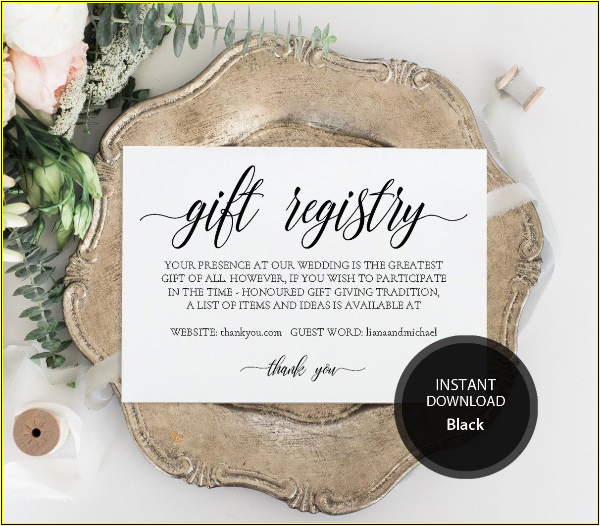 Gift Registry Card Template