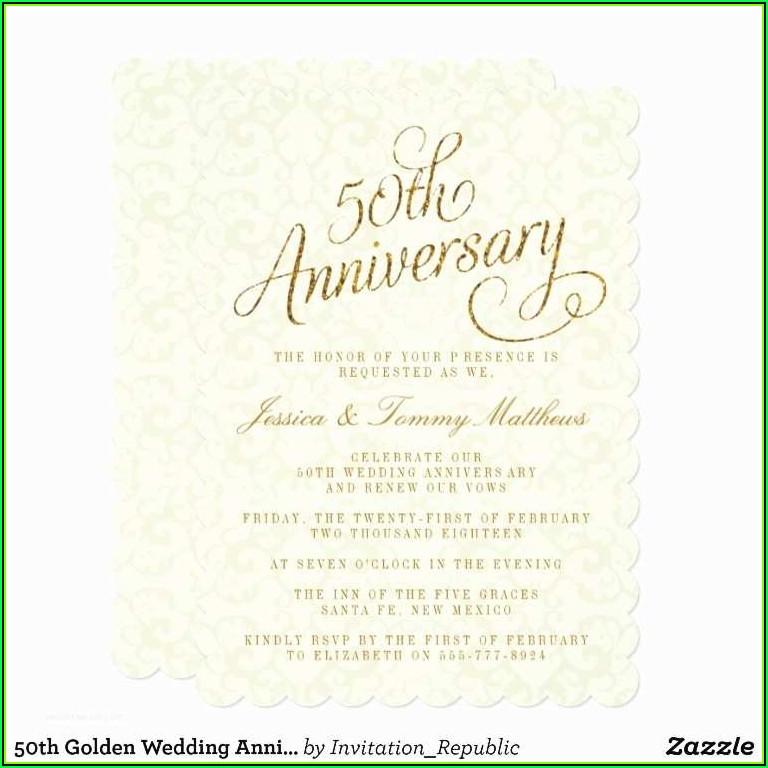 Golden Wedding Anniversary Invitations Templates