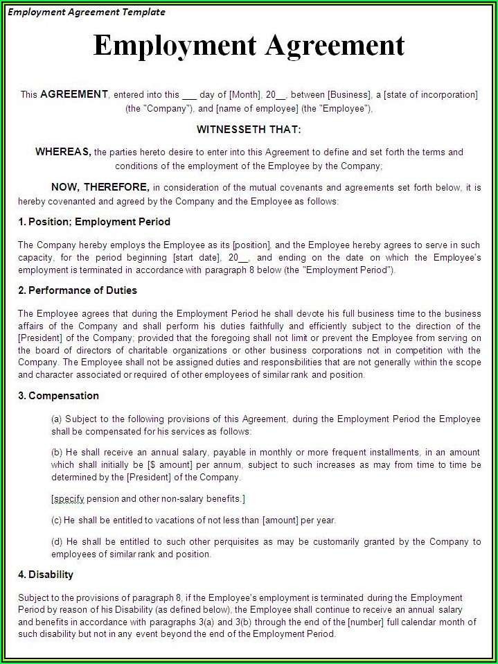 Hairdressers Employment Contract Template Free Download
