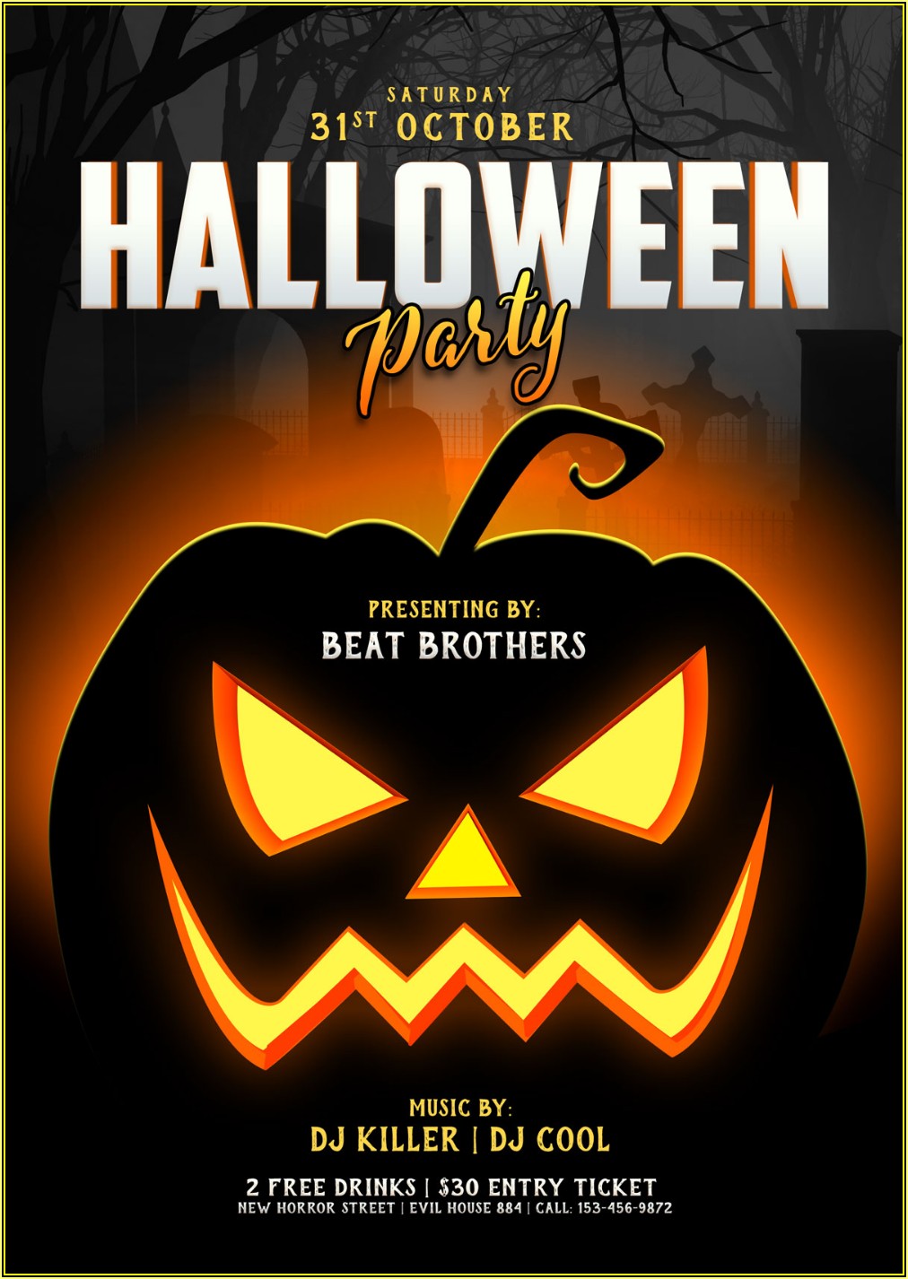 Halloween Party Flyer Template Psd Free