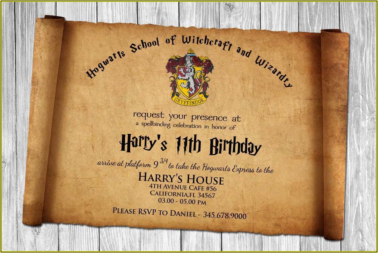 Harry Potter Birthday Invitation Template Free Download