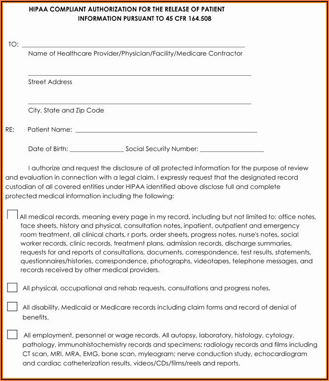 Hipaa Compliant Medical Records Request Form