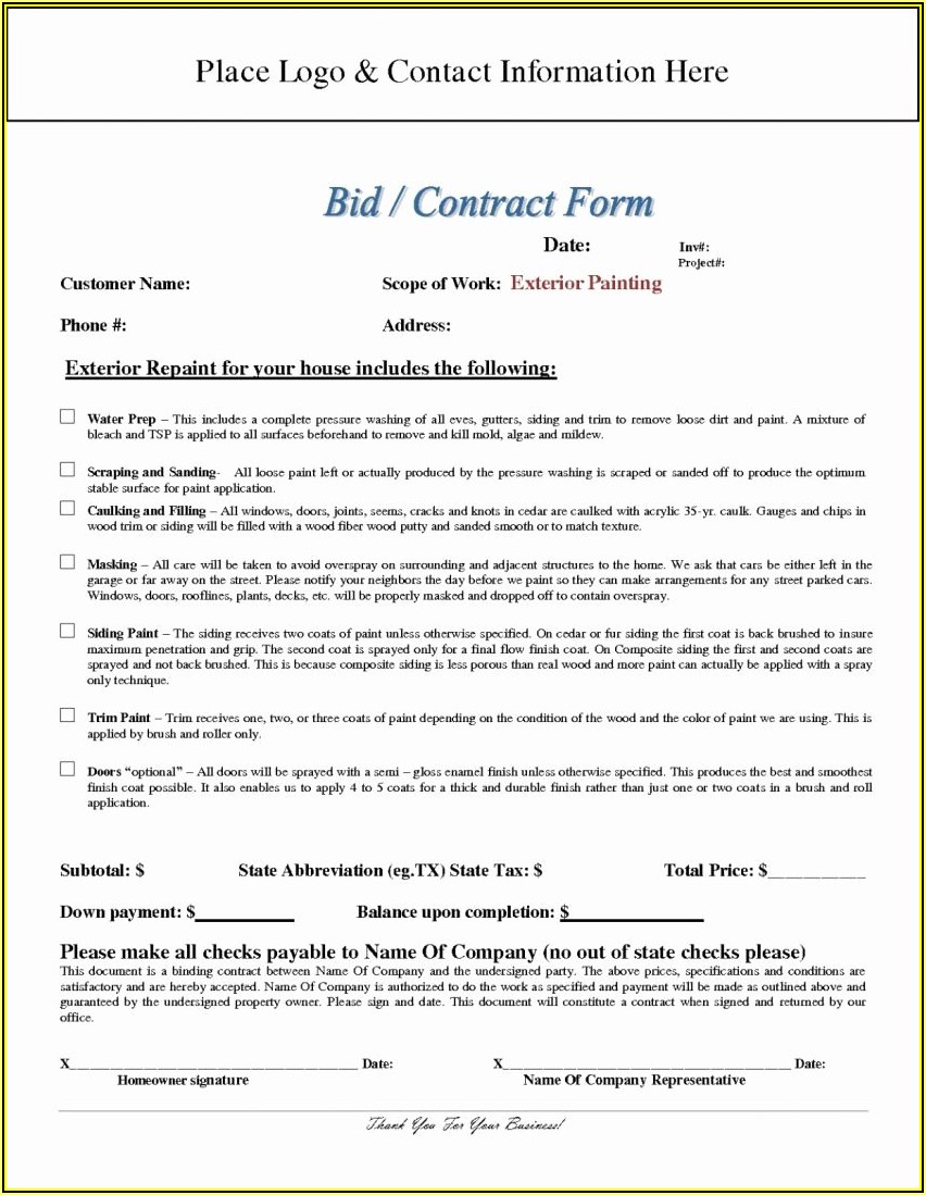 Home Improvement Contract Example
