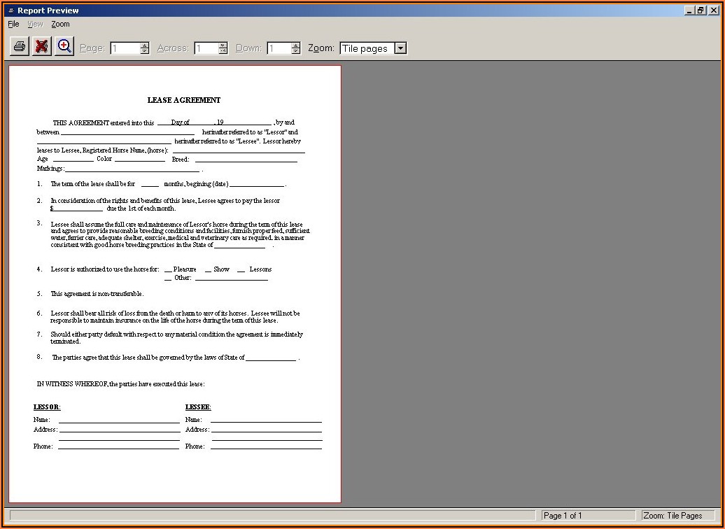 Horse Lease Agreement Form Free Download