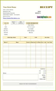 Hotel Invoice Template Word