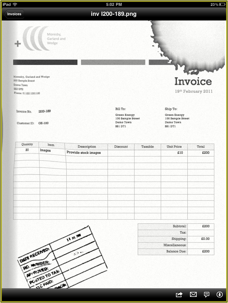 Ipad Numbers Invoice Template