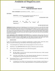 Irrevocable Trust Template Florida