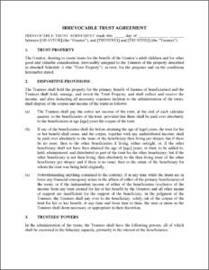 Irrevocable Trust Template Nevada
