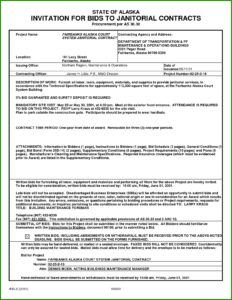 Janitorial Contract Bid Template