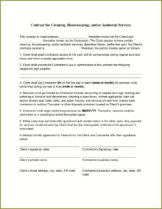 Janitorial Contract Template Pdf