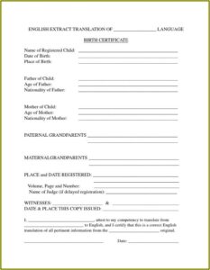 Japanese Marriage Certificate Translation Template