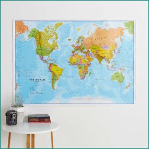 Large Framed World Map Pinboard