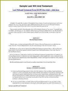 Last Will And Testament Free Template Pdf
