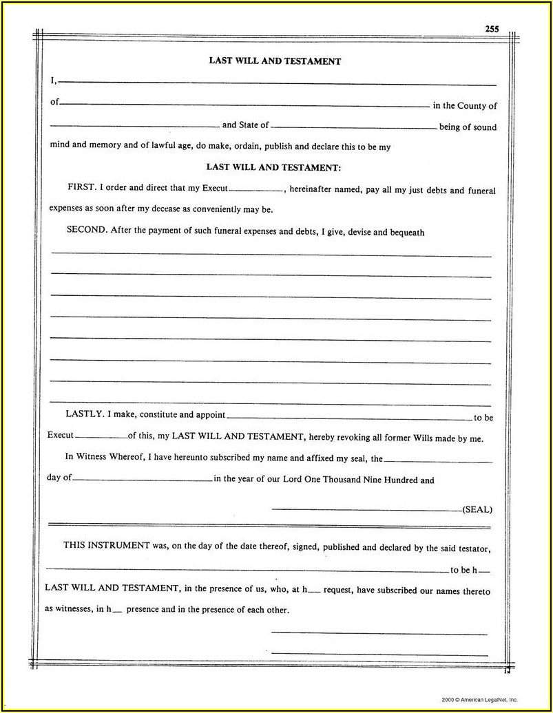 Last Will And Testament Template Free Uk