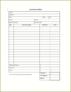 Layaway Agreement Template