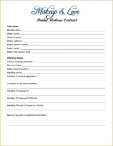 Makeup Artist Contract Example
