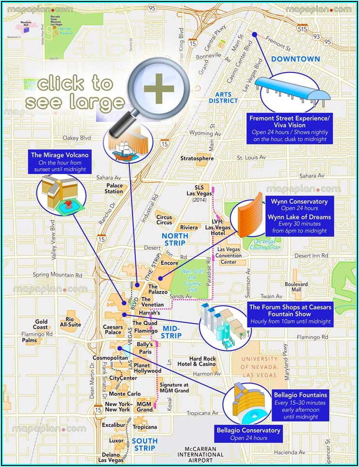 Map Of Golf Courses In Las Vegas Near The Strip