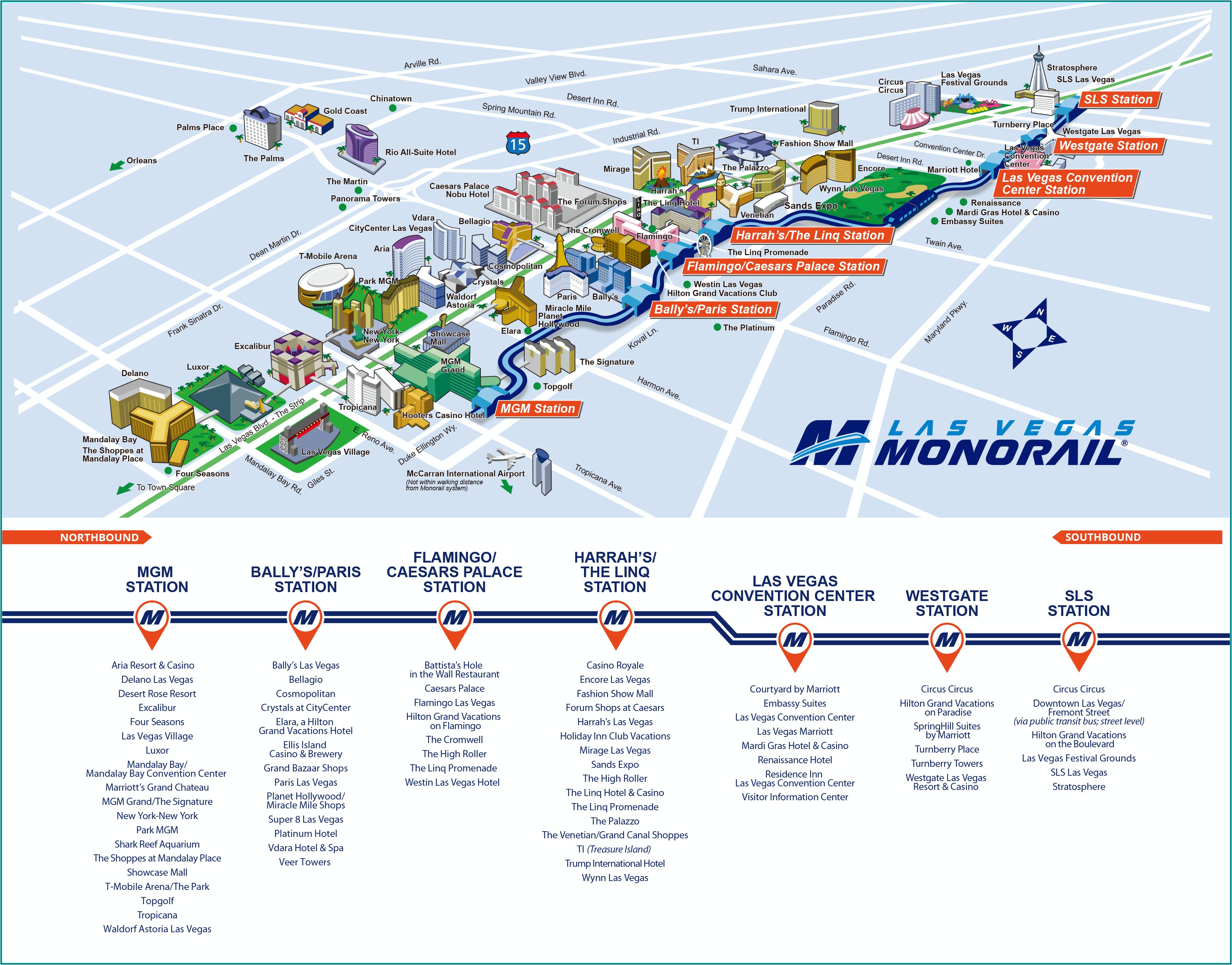 Map Of Hotels On Las Vegas Strip With Monorail
