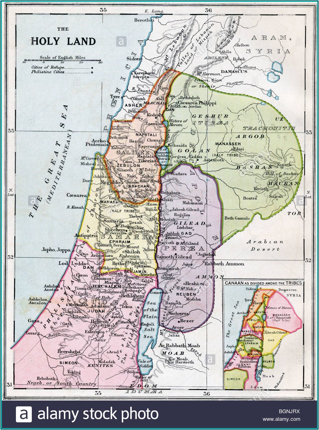 Map Of The Holy Lands In The Old Testament Times