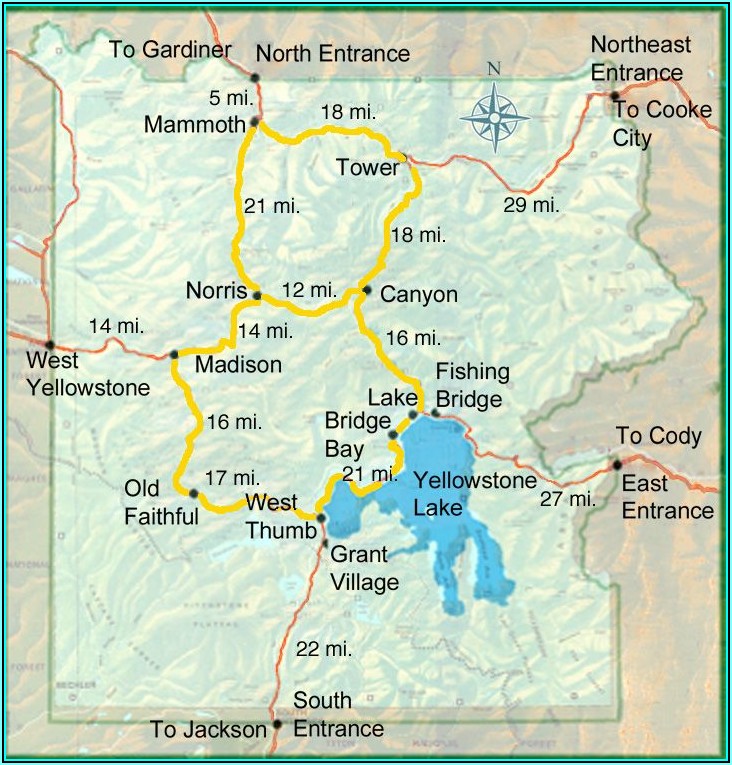 Map Of Yellowstone Lodging In The Park