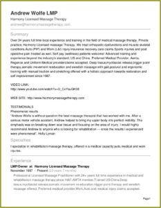 Massage Therapy Resume Template