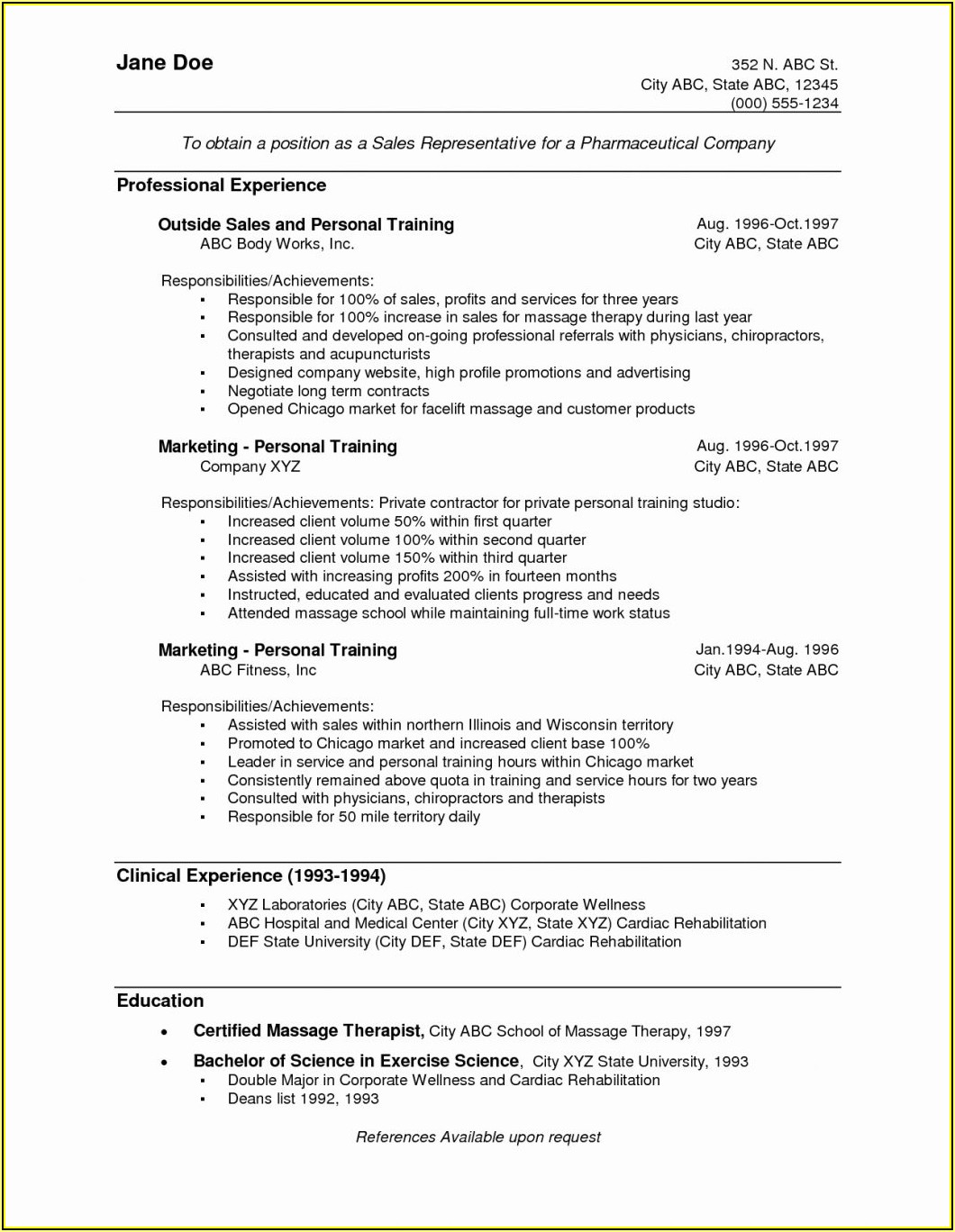 Massage Therapy Resume Template Free