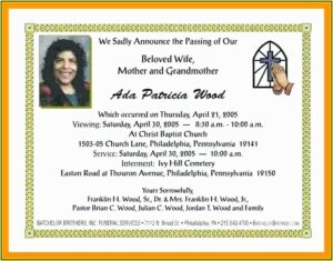 Memorial Announcement Template Free