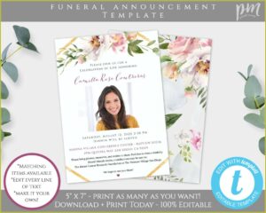 Memorial Service Announcement Template
