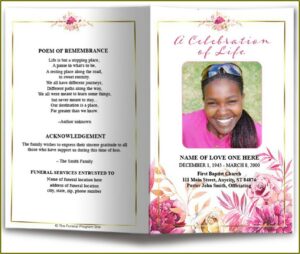 Memorial Service Pamphlet Template Free