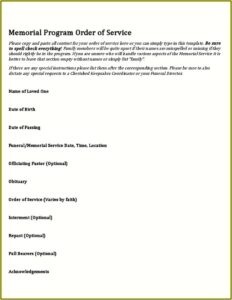 Memorial Service Template Free Word