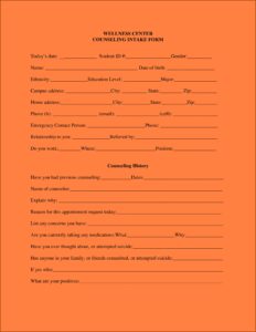 Mental Health Counselor Intake Forms