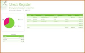 Microsoft Excel Checkbook Register Formula