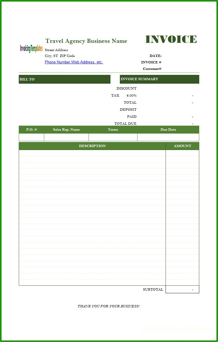 Microsoft Excel Invoice Templates Free Download