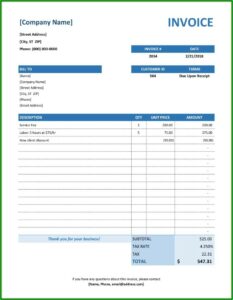 Microsoft Invoice Templates Free