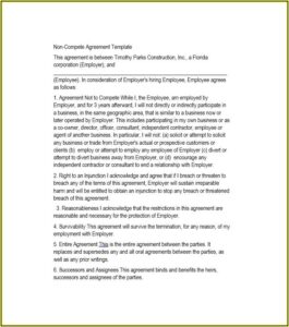 Microsoft Word Non Compete Agreement Template
