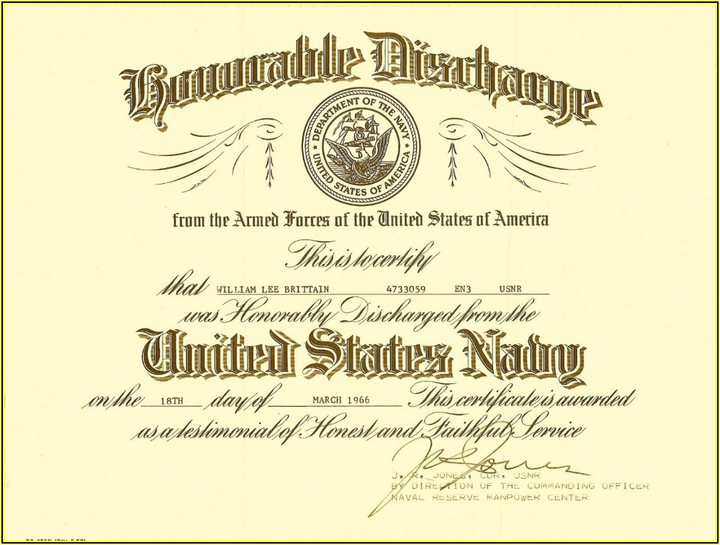 Military Certificates Of Appreciation Templates