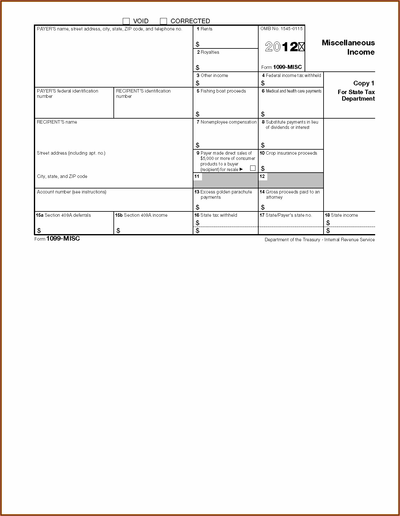 Miscellaneous Income Form 1099 Misc