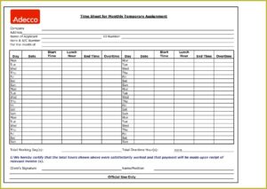 Monthly Timesheet Template For Multiple Employees