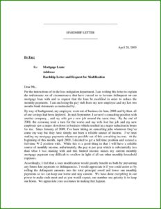 Mortgage Loan Modification Hardship Letter Example