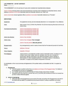 Music Artist Performance Contract Template