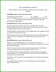Music Management Contract Agreement