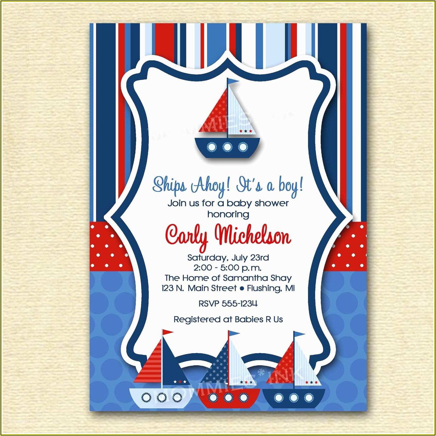 Nautical Themed Baby Shower Invitation Free Templates
