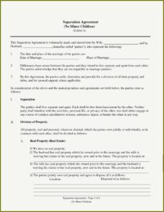 Nc Separation Agreement Template Word